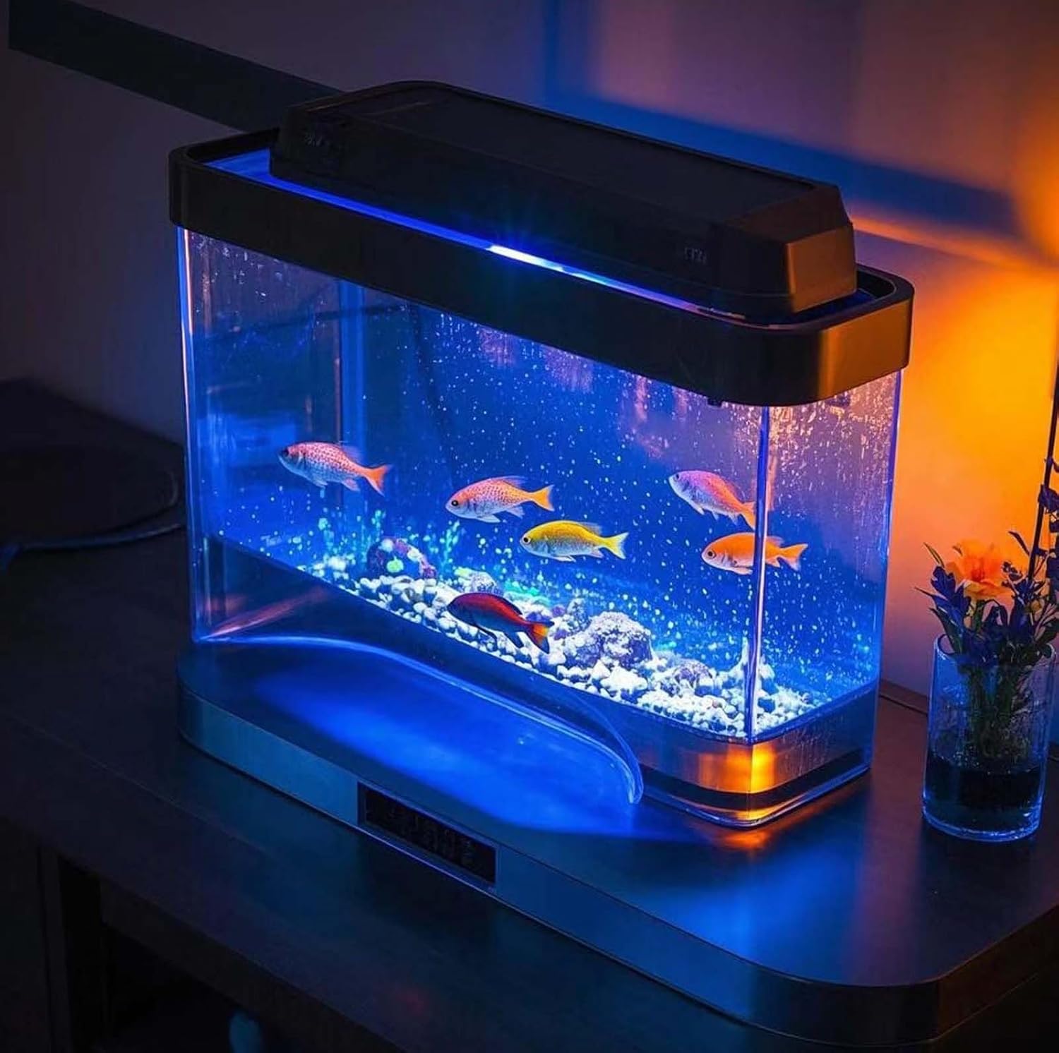 7 inch RGB Aquarium Lights, Underwater Fish Tank Lights IP68 Waterproof Color Changing Adjustable Memory Submersible Remote Control Aquarium Tank Sucker Hood Strip Lamp Waterfall Lights