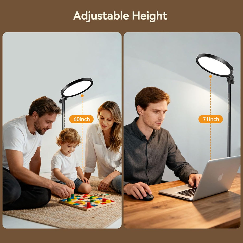 Light Therapy Lamp,12000 Lux UV-Free Sun Lamp Full Spectrum Sunlight Lamp with 12" Panel/71 High/4 Color Temperature/5 Brightness/Remote Control, 2 in 1 Retractable Floor Light Therapy Lamp