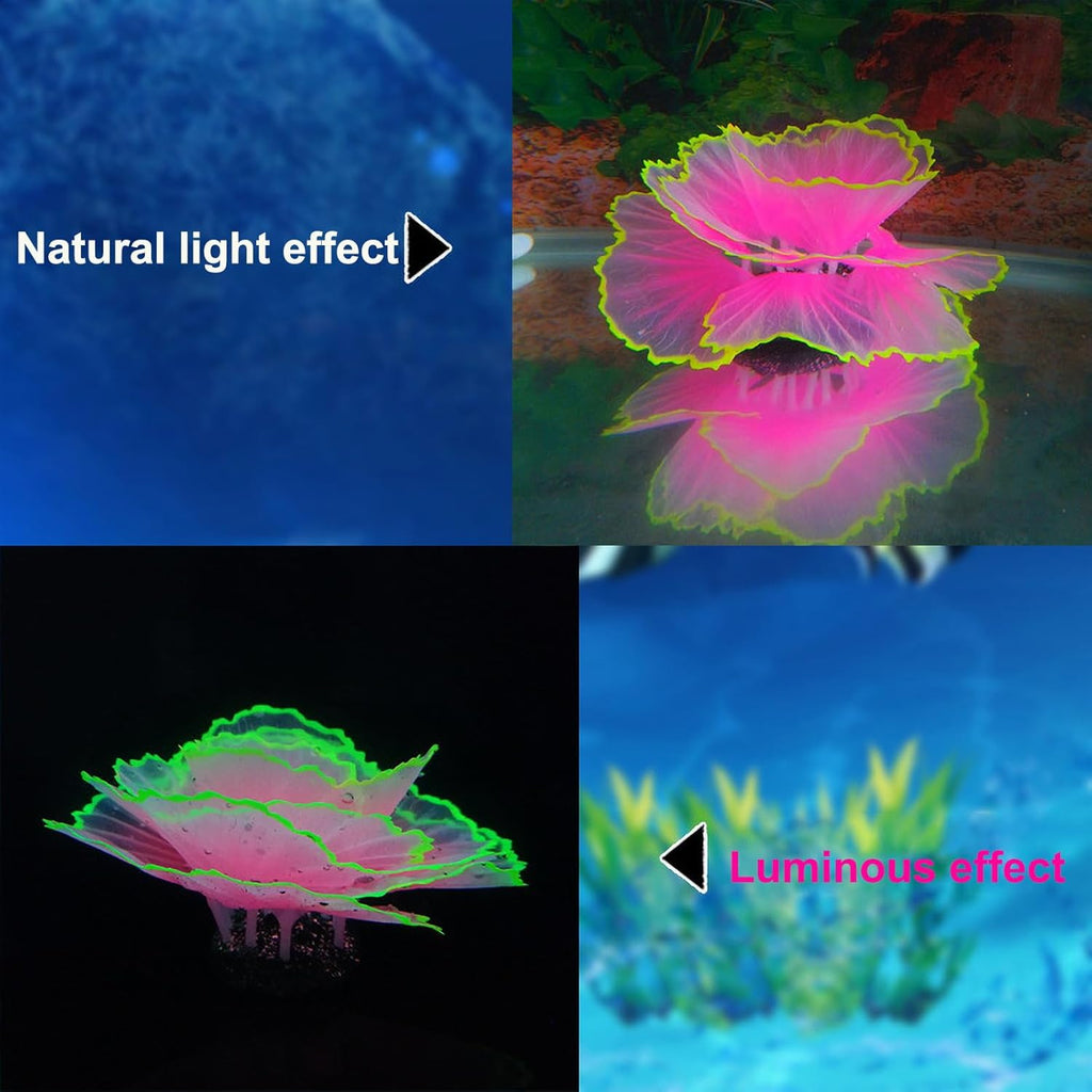Besimple Aquarium Coral Ornament Glowing Effect Coral Decor Resin Fish Tank Plants Decoration for Aquarium Tank Landscape(Pink)