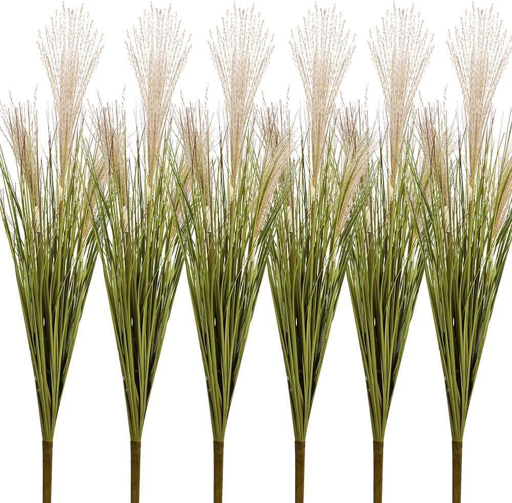Melorca&Guilla Artificial Plants 6PCS 31.5“ Fake Tall Grass,Faux Plant,Tall Onion Faux Grass Plants,Artificial Greenery Shrubs Bushes for Garden Porch Window Box Shop Office Home Décor