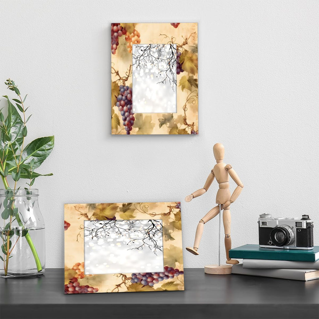 Grapevine Print 8x10 Picture Frame, 8x10 Wood Photo Frame for Wall Hanging or Tabletop Display Decor