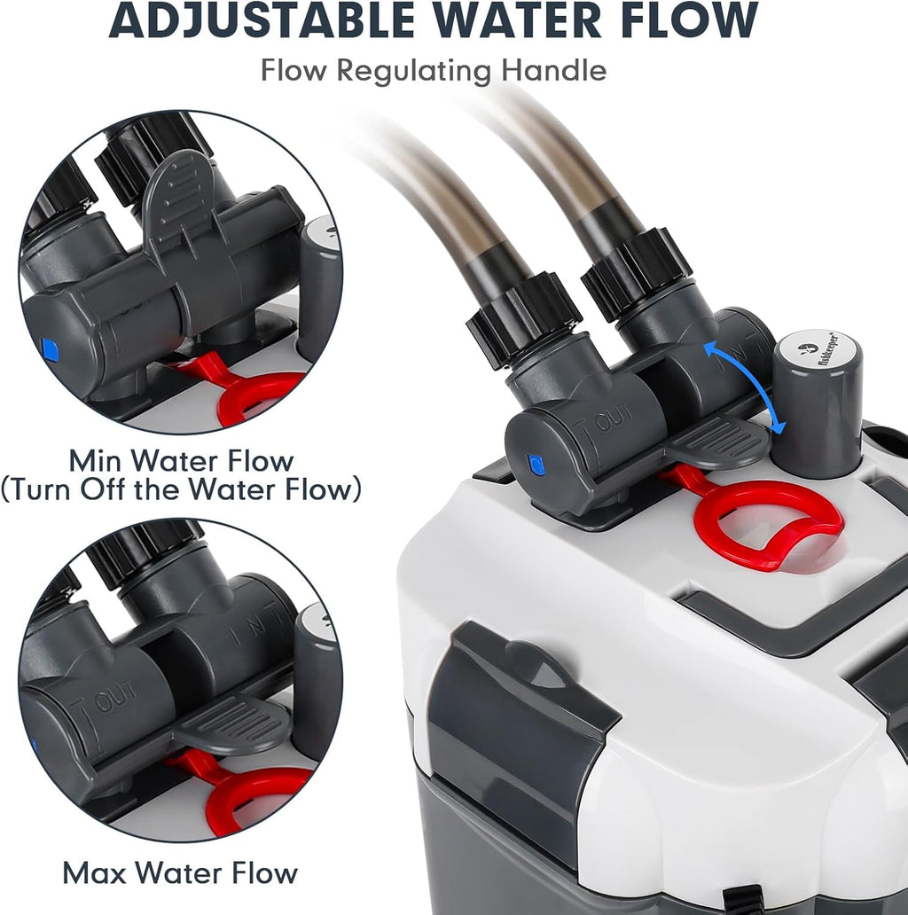 528GPH Canister Filter, Ultra-Quiet External Aquarium Filter with Free Media for 100 Gallons Fish Tanks and Aquariums
