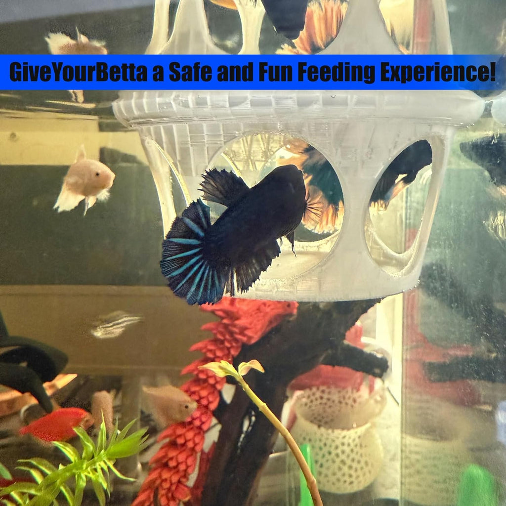 Floating Betta Fish Hideaway, Aquarium Suspended Resting Spot, Feeder for Small Fish and Shrimp, 3D Printed, Decorative Floating Cave Accessory for Aquariums. (Translucent Color)