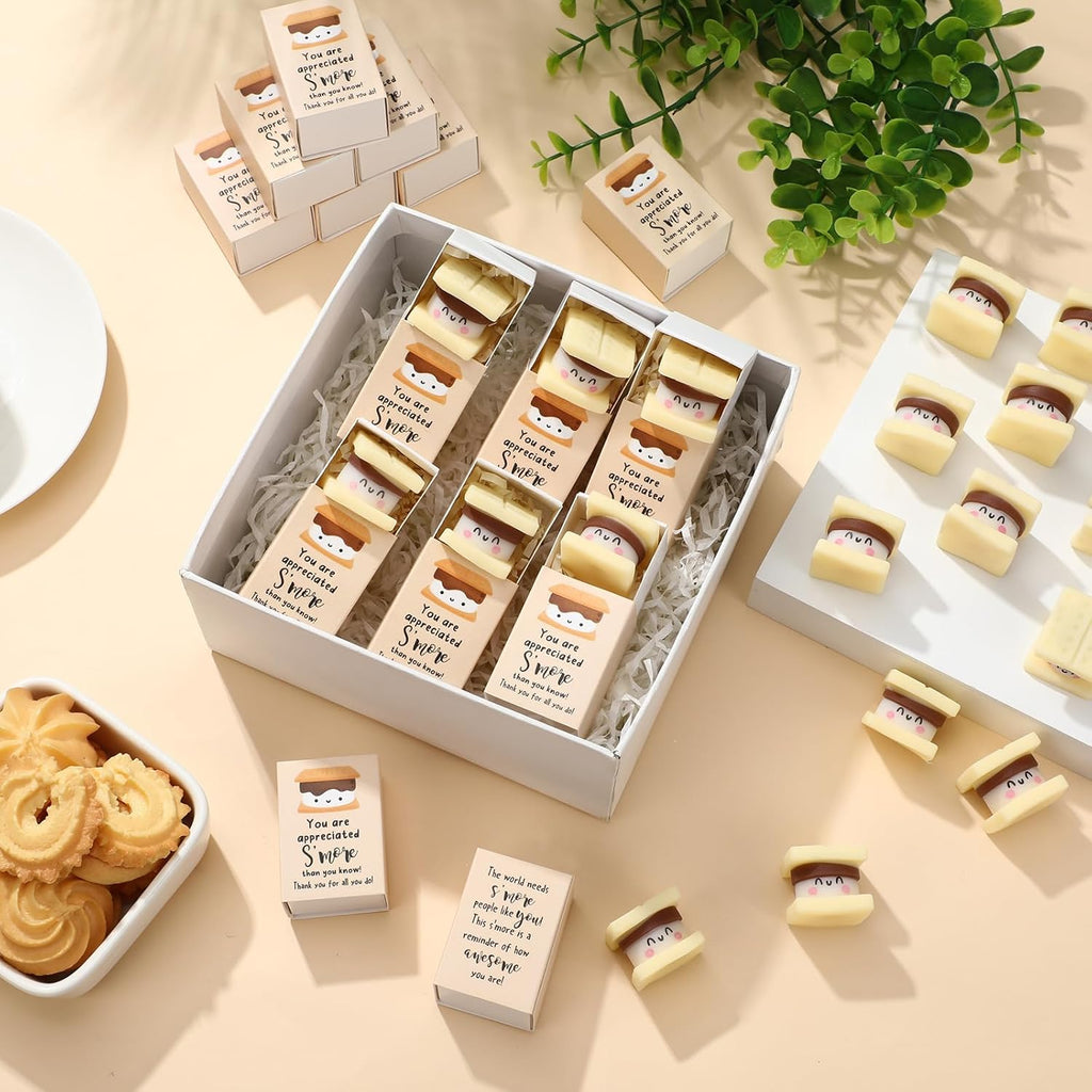 Wettarn 80 Sets Appreciation Gifts Luminous S'more Stress Balls with Thank You Gift Boxes for Employee Coworker Teacher Office Team Positive Desk Decor Relief Toys
