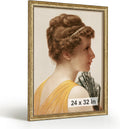 HLiWEGNS Antique Gold 24x32 Frame – Poster Frame with Aged Gold Finish – Picture Frame for 24 x 32 Artwork, Canvas Prints, Puzzles, and Wall Decor
