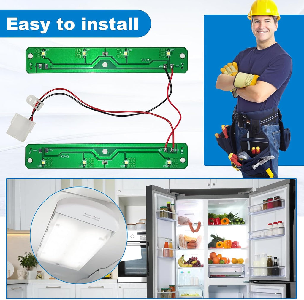 W11527432 W11387579 Refrigerator LED Light Assembly for Whirlpool Maytag Amana Refrigerator LED Light Module Replace AP7014542 W11387579 W11333374 W11042554 W11101384