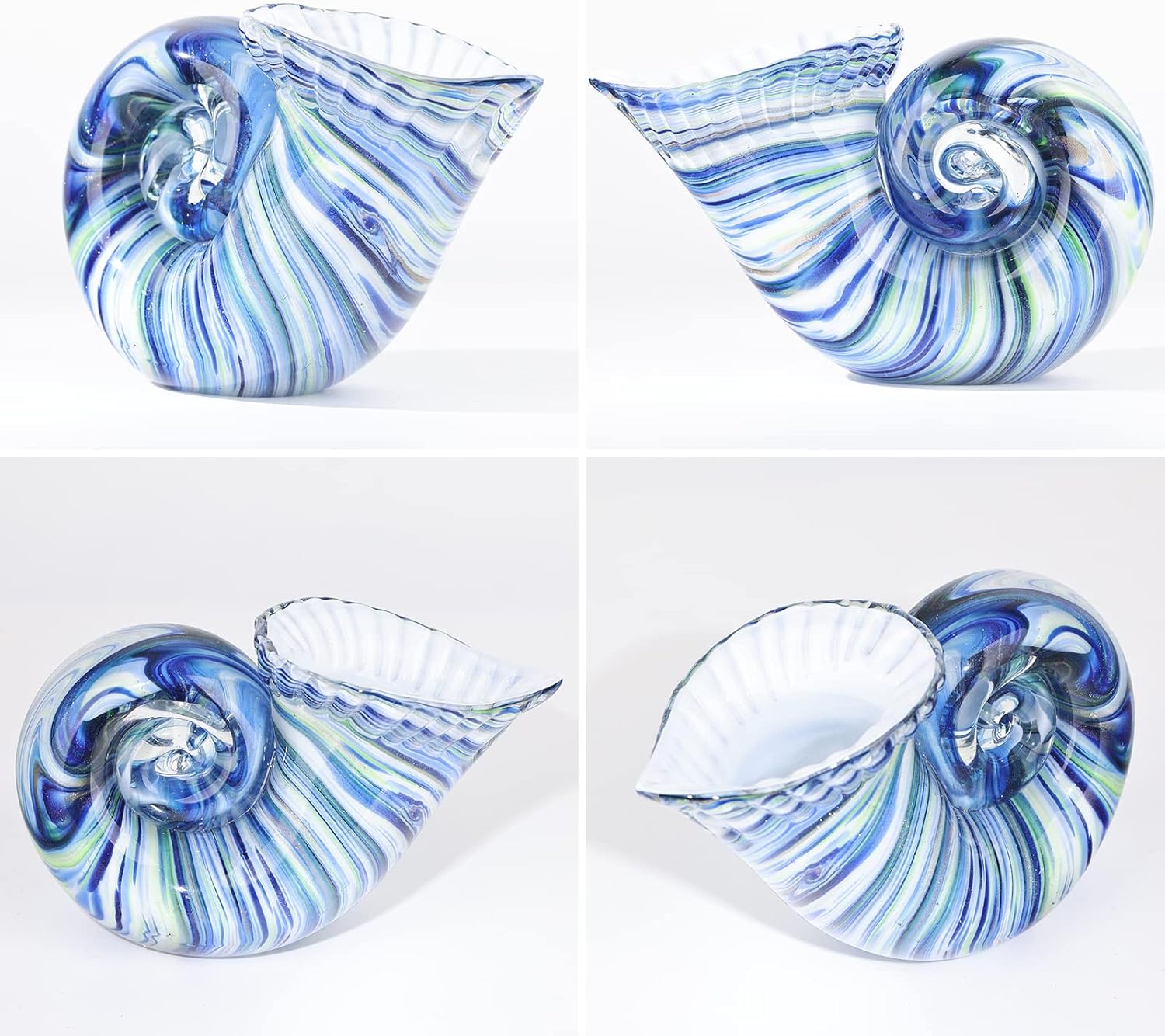 DOVDOV Hand Blown Glass Shell Decoration, Art Glass Conch Sculpture, Colorful Shell Statue for Room Office Coffee Table Living Room TV Stand Cum Home Decoration.