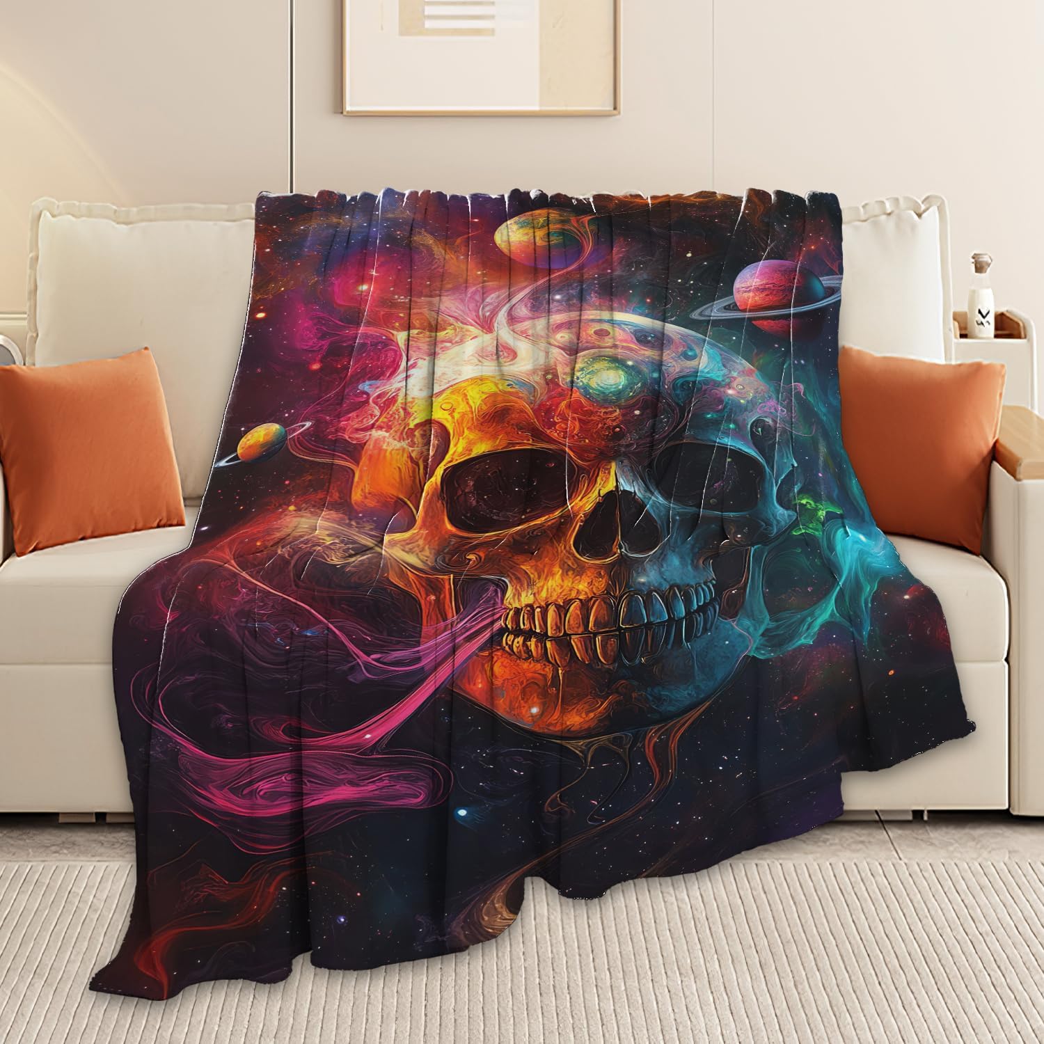 Skull Blanket Skeleton Throw Blanket Gifts for Women Girls Men Boys Kids Adults Super Soft Cozy Plush Fluffy Fuzzy Fleece Blanket Decor 60''X80''