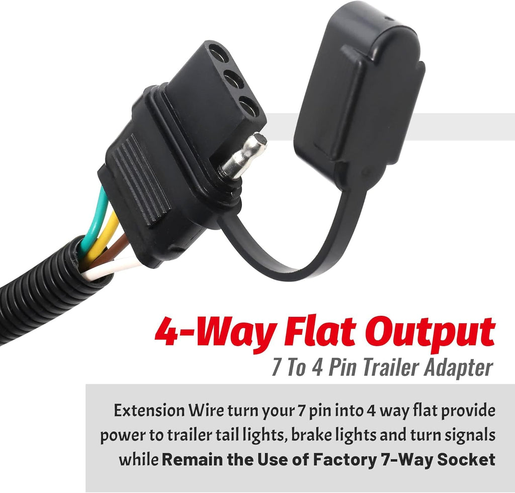 MECMO 55384 Replacement USCAR 7 Pin to 4 Pin Trailer Harness for Installing Tailgate Light Bar Adapter, USCAR 4-Pin Trailer Extension Wiring 41 Inches, for USCAR 7 Way & Factory Tow Package