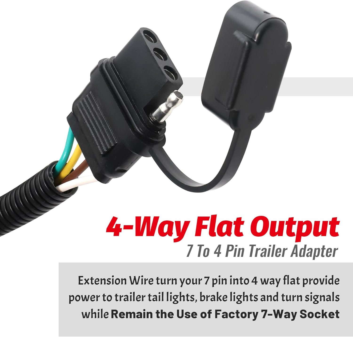 MECMO 55384 Replacement USCAR 7 Pin to 4 Pin Trailer Harness for Installing Tailgate Light Bar Adapter, USCAR 4-Pin Trailer Extension Wiring 41 Inches, for USCAR 7 Way & Factory Tow Package