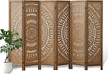 6 Panel Wood Room Divider Fully Assembled, Decorative Room Dividers and Folding Screens, 5.6Ft Room Divider Screen Freestanding Partition Wall Dividers for Home Bedroom Office, Brown