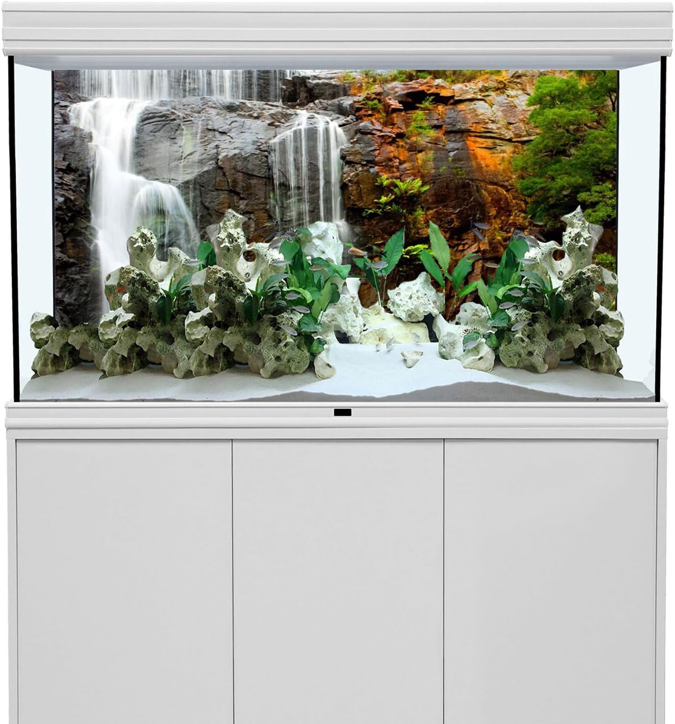 AWERT 36x24 inches Waterfall Terrarium Background Tropical Aquarium Background Mountain Lake Reptile Habitat Background