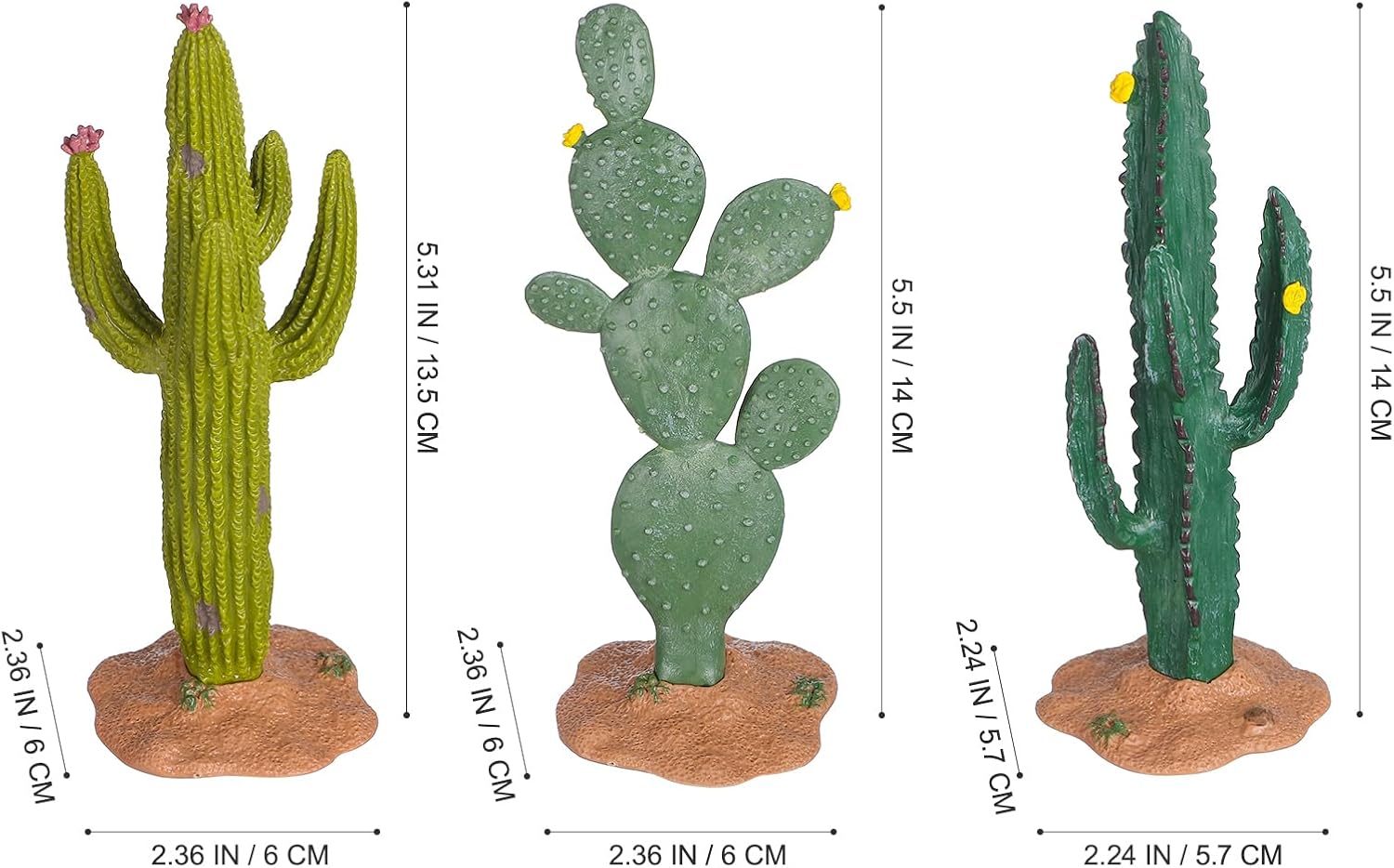 ARTIBETTER 3pcs Artificial Cactus Green Simulated Cactus Artificial Sand Decor Faux Succulent Decor Fake Cacti Plants Table Ornament Centerpieces for Home Office Decoration