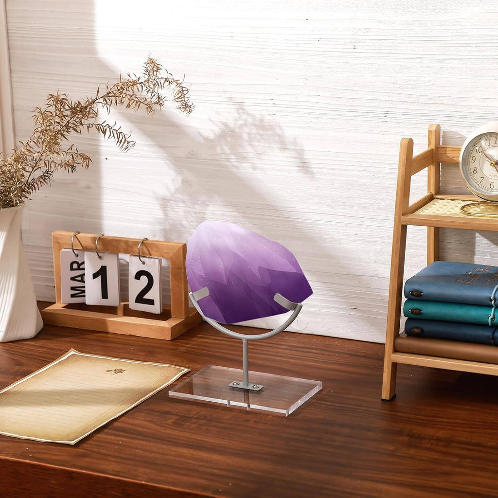 Marsui 2 Pcs Metal Rock Display Stand Crystal Holders One Arm Two Prong Display Easel Holder for Slab Slice Fossil Flat Minerals and Crystals (5.91 x 3.74 x 5.31 Inches,Silver)