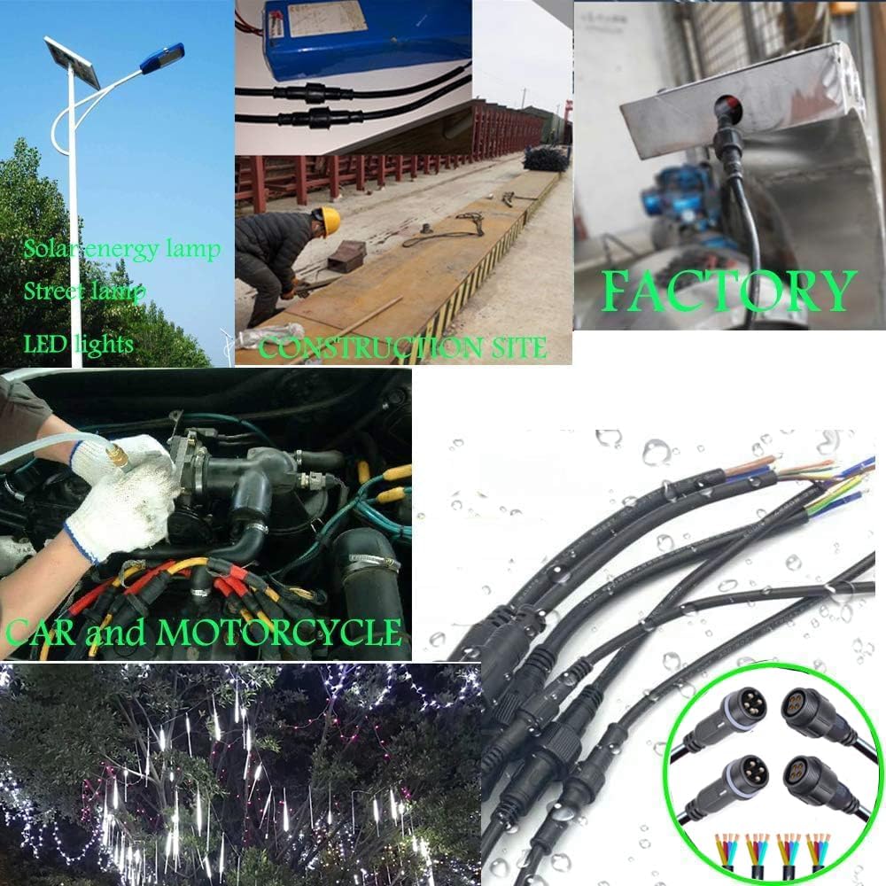 4Pin Waterproof Connector,4 Wire Male Female Plug LED Connector,with 14AWG IP68 25CM Extension Cable, for Car, Boat,Truck,Indoor/Outdoor LED Strip Lights.(2Pairs 4Pin 14AWG)