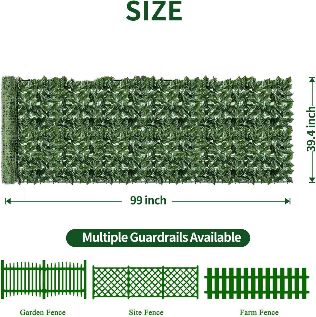 Artificial Ivy Privacy Fence Screen,39.4" X 99" UV-Anti Fake Leaves Plant Vine,Privacy Hedges Wall for Indoor Outdoor Garden Backyard Decor