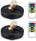 Spotlight Battery Operated, Wireless LED Puck Light, Dimmable Accent Spot Light for Plant Tree Indoor, Stick Uplighting for Display Photo Dartboard Painting Artwork Gallery Portrait, 2 Pack