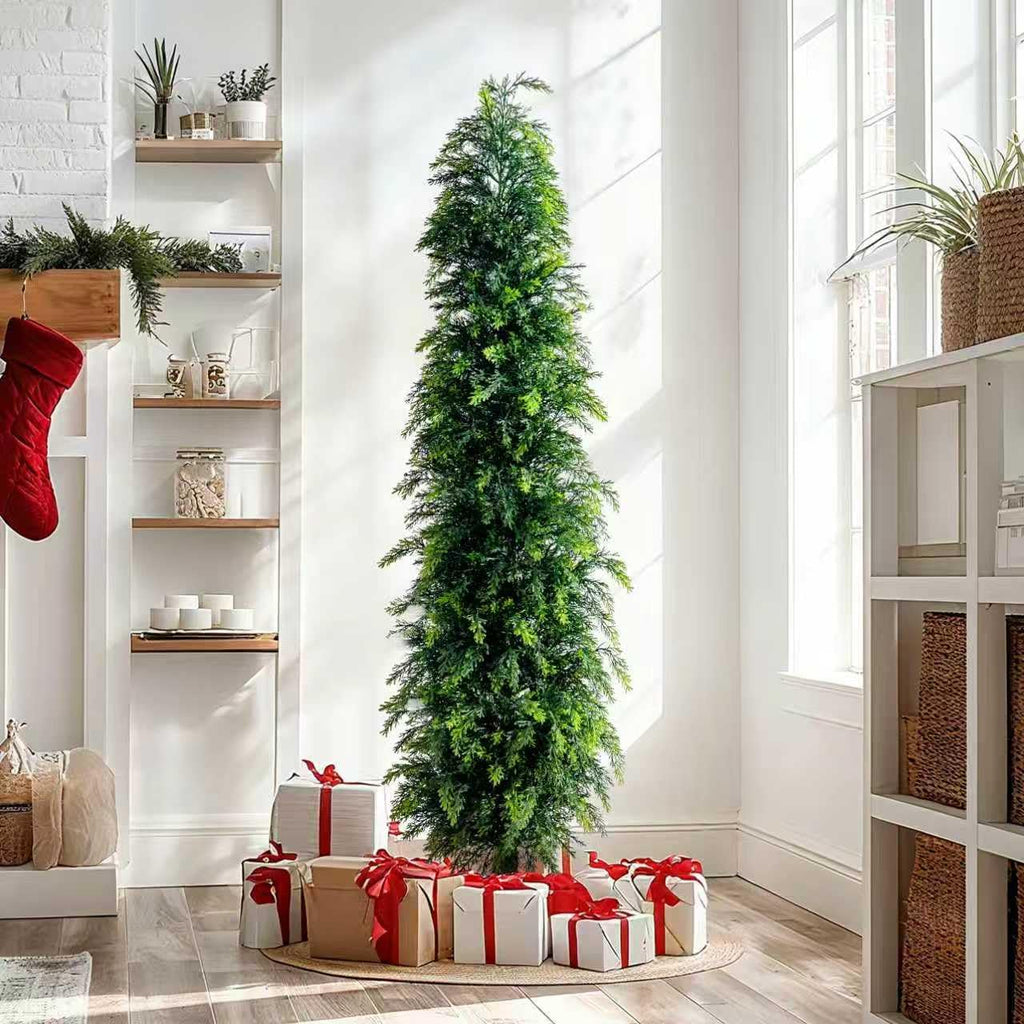 2PCS 5ft Artificial Norfolk Pine Tree Artificial Christmas Tree Premium Pine Xmas Tree Branch Tip Easy Setup, Artificial Pencil Realistic Pine Needles Realistic Holiday Party Decor