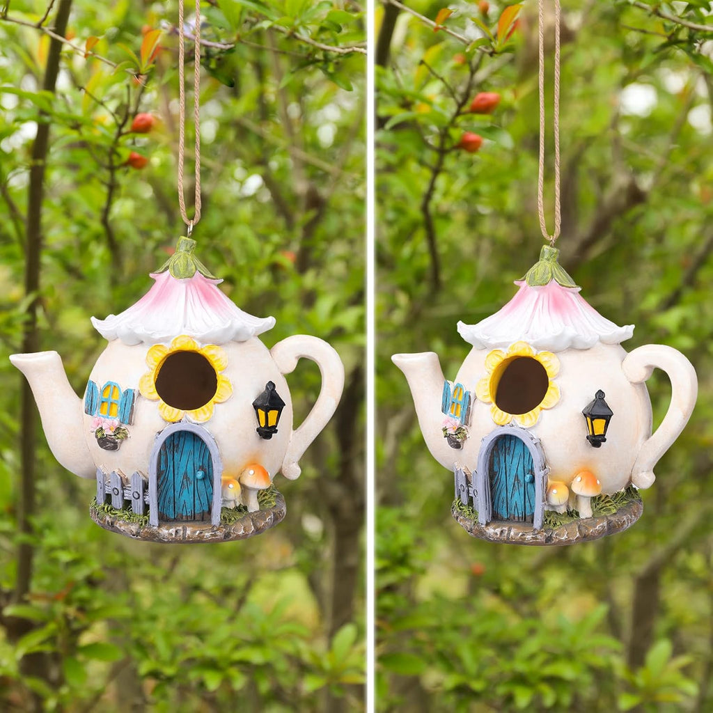 Yinns Birdhouses, Resin Bird House for Outside, Decorative Bird Houses, Hanging Watering Can Bird Houses for Outdoors Cardinal Bluebird Wild Birds