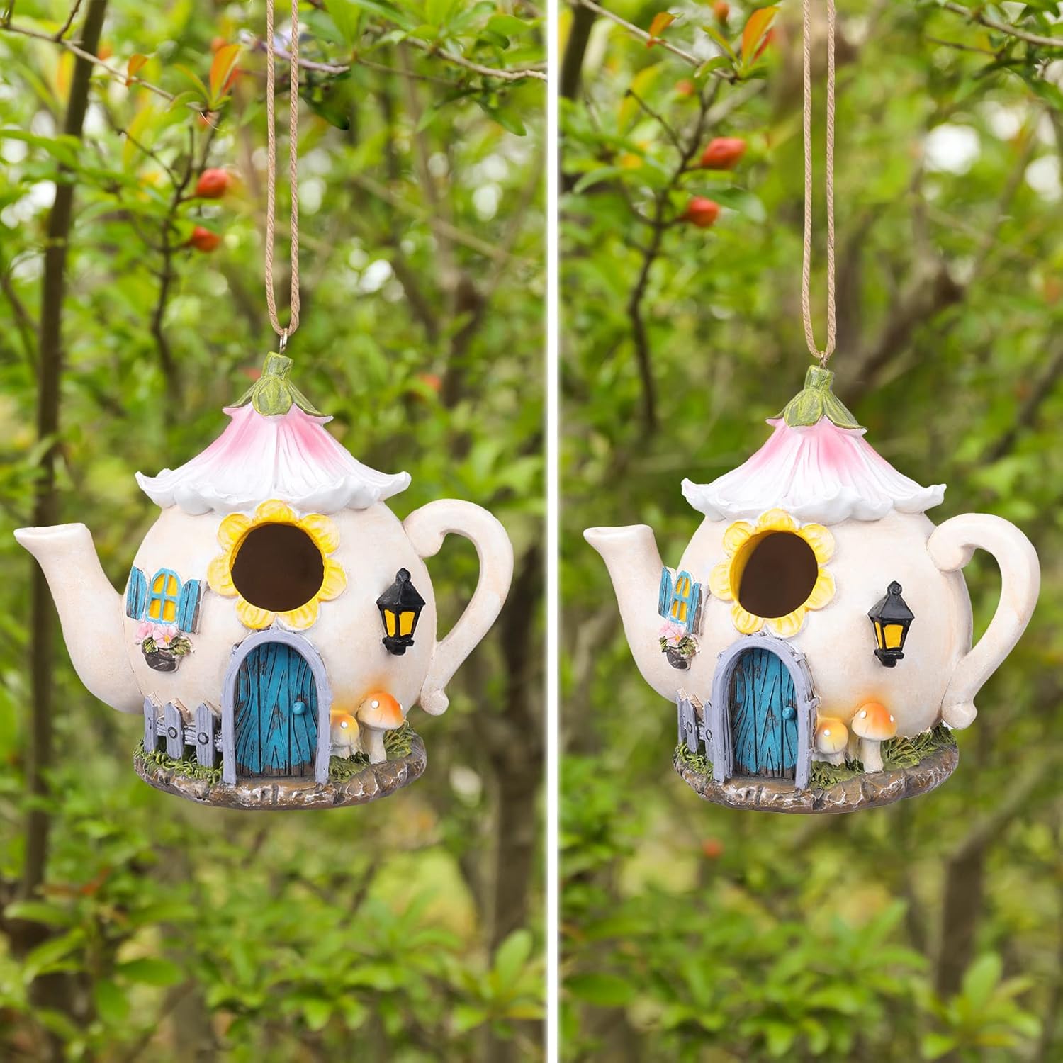 Yinns Birdhouses, Resin Bird House for Outside, Decorative Bird Houses, Hanging Watering Can Bird Houses for Outdoors Cardinal Bluebird Wild Birds