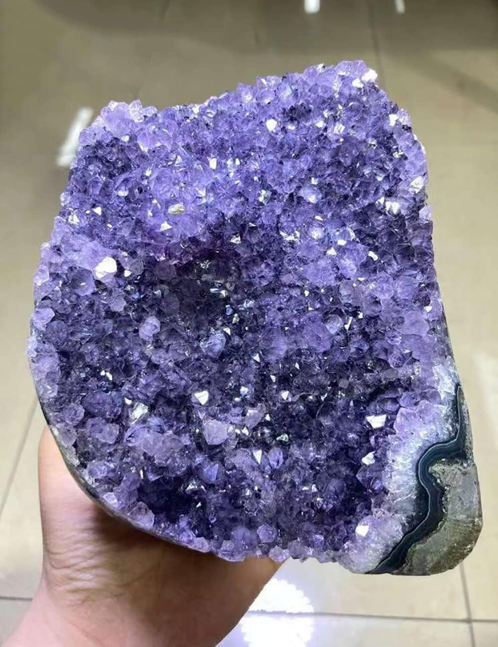 JIC Gem Natural Amethyst (3 lb to 4 lb) Crystal Cluster from Brazil Light Purple Quartz Geode for Home Decor