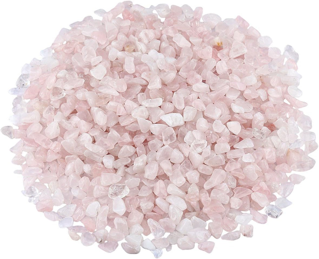 SUNYIK Rose Quartz Tumbled Chips Stone,Crushed Crystal Quartz Pieces,Irregular Shaped Stones,1pound(about 460 gram)