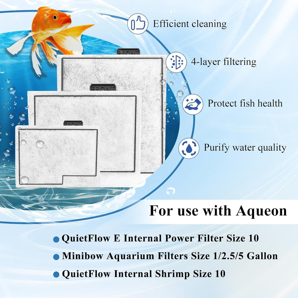 8 Pack Small Filter Cartridges Compatible with Aqueon, Aquarium Fish Tank Filter Cartridges Replacement for Aqueon QuietFlow E Internal Power Filter Size 10 and 1/2.5/5 Gallon Minibow Aquarium Filters