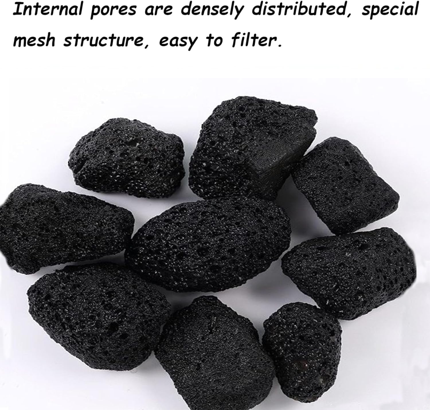 Tfwadmx 10 Pack Aquarium Black Lava Rock Fish Tank Volcanic Pumice Stones for Fish Shrimp Betta(1.18''-1.96'')