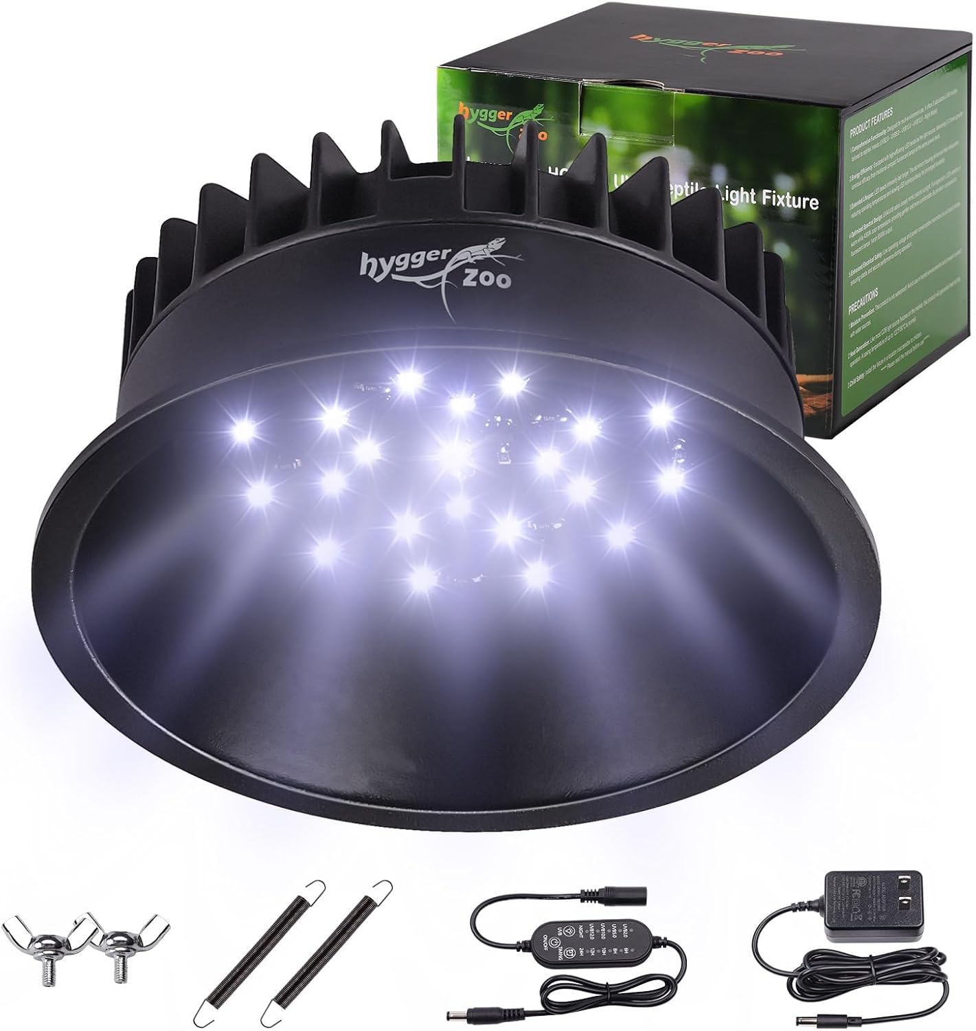 UVB Light for Reptiles, UVA UVB Reptile Light Fixture with Timer LED UVB Bulb for Bearded Dragon Gecko Turtle Chameleon Lizard Snake, Adjustable Brightness UVB Lamp for Reptile Tank Accessories, Black