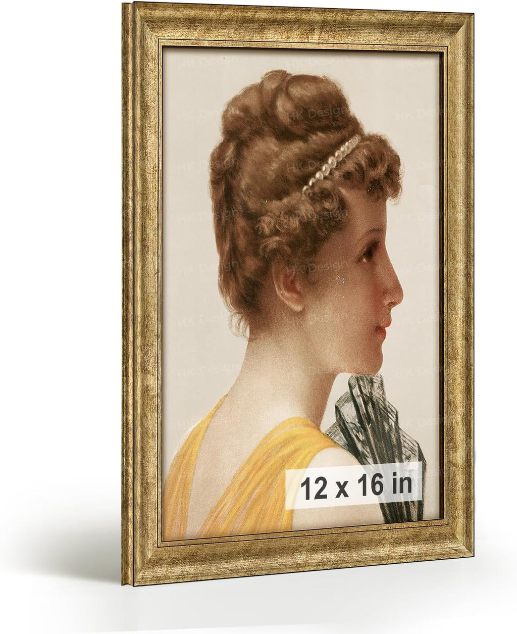 HLiWEGNS Antique Gold 12x16 Frame – Poster Frame with Aged Gold Finish – Picture Frame for 12 x 16 Artwork, Canvas Prints, Puzzles, and Wall Decor