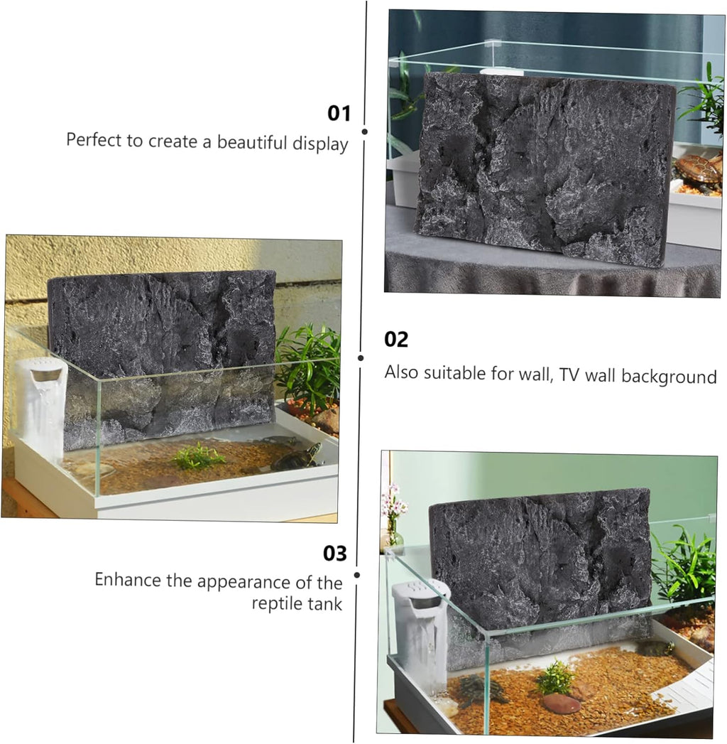 TEHAUX Turtle Tank Decorative Board 3D Natural Background Reptile Glass Terrarium Tank 3D Aquarium Background Board Background for Reptile Tank Snake Stone Wall Panels Bracket Foam Desert