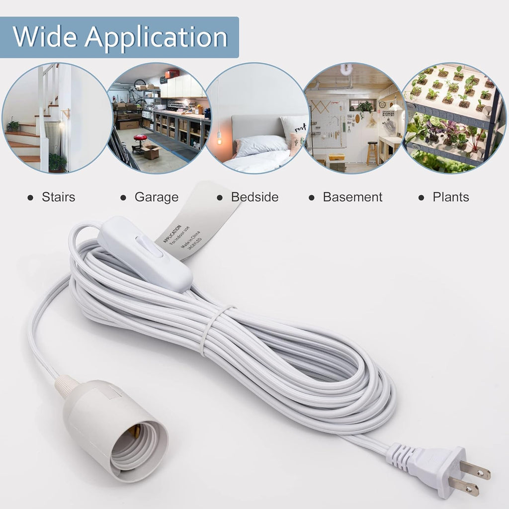 UL 15Ft Extension Hanging Lantern Cord Cable JACKYLED 4-Pack 360W with E26 E27 Socket On/Off Button Pendant Lighting