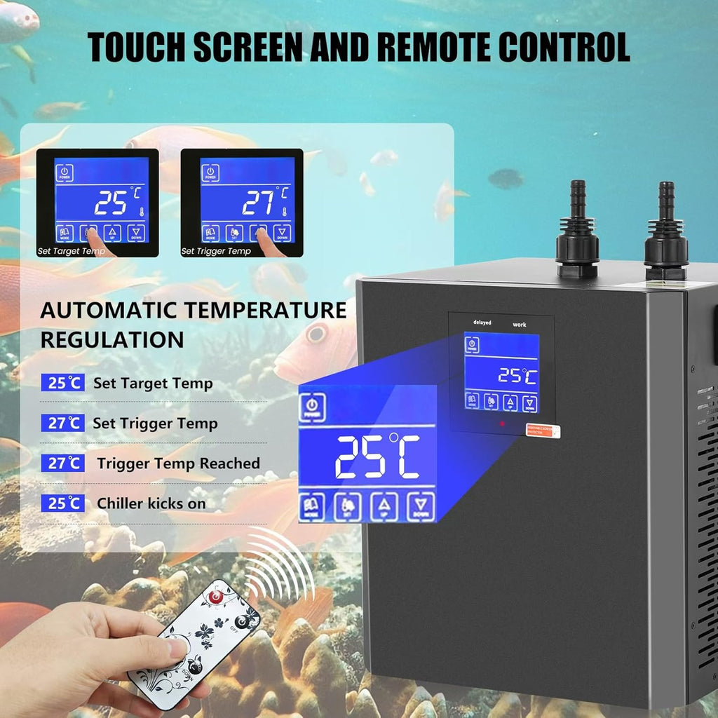 79-Gallon Aquarium Chiller,1/3 HP Chiller, Ultra-Quiet Energy-Saving Cooling System, Suitable for Saltwater and Freshwater Fish Tank - Ideal for Aquatic Plants Axolotl
