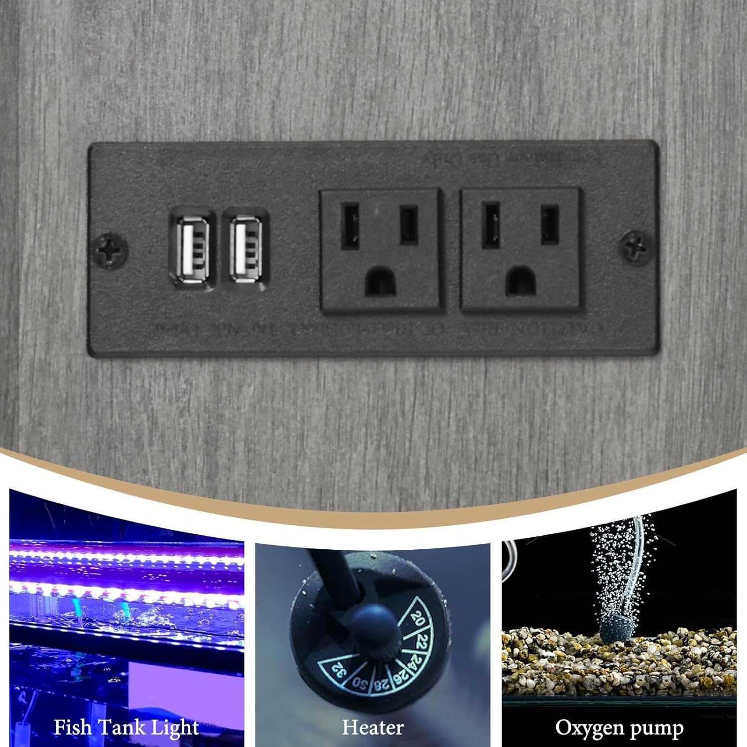 4ever2buy 55-75 Gallon Fish Tank Stand with Power Outlets, LED Light, Heavy Duty Aquarium Stand with Cabinet for Fish Tank Accessories Storage, for Turtle Tank, Reptile Terrarium, 1100LBS, Gray