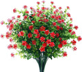GREENRAIN Artificial Flowers Outdoor Fake Flowers for Decoration UV Resistant No Fade Faux Plastic Plants Garden Porch Window Box Décor (6 Bundles, 6#Red)