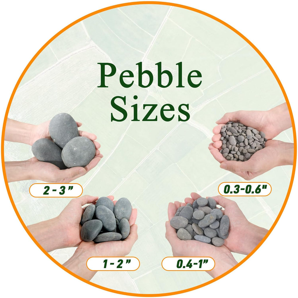 5 lbs Mexican Beach Pebbles, 2-3 Inch Decorative River Rocks for Fish Tank Aquarium Fountain, Decorative Pebbles for Garden Landscaping, Home Décor, Outdoor Paving Walkways Pathways Backyard