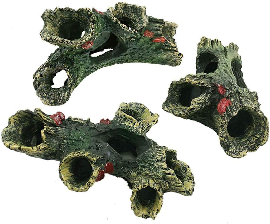 Tfwadmx Decaying Trunk Aquarium Ornament, Betta Fish Hideout Caves - Small Resin Aquarium Decoration Log with Holes for 20 Gallon Fish Tank