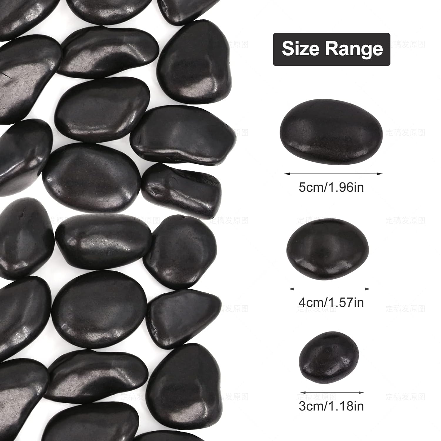 20Ib Black River Rocks for Landscaping-Polished Pebbles for Plants-Garden Decorative Stones-1-2 Large Plant Rocks,Ideal for Aquarium, Home Decor