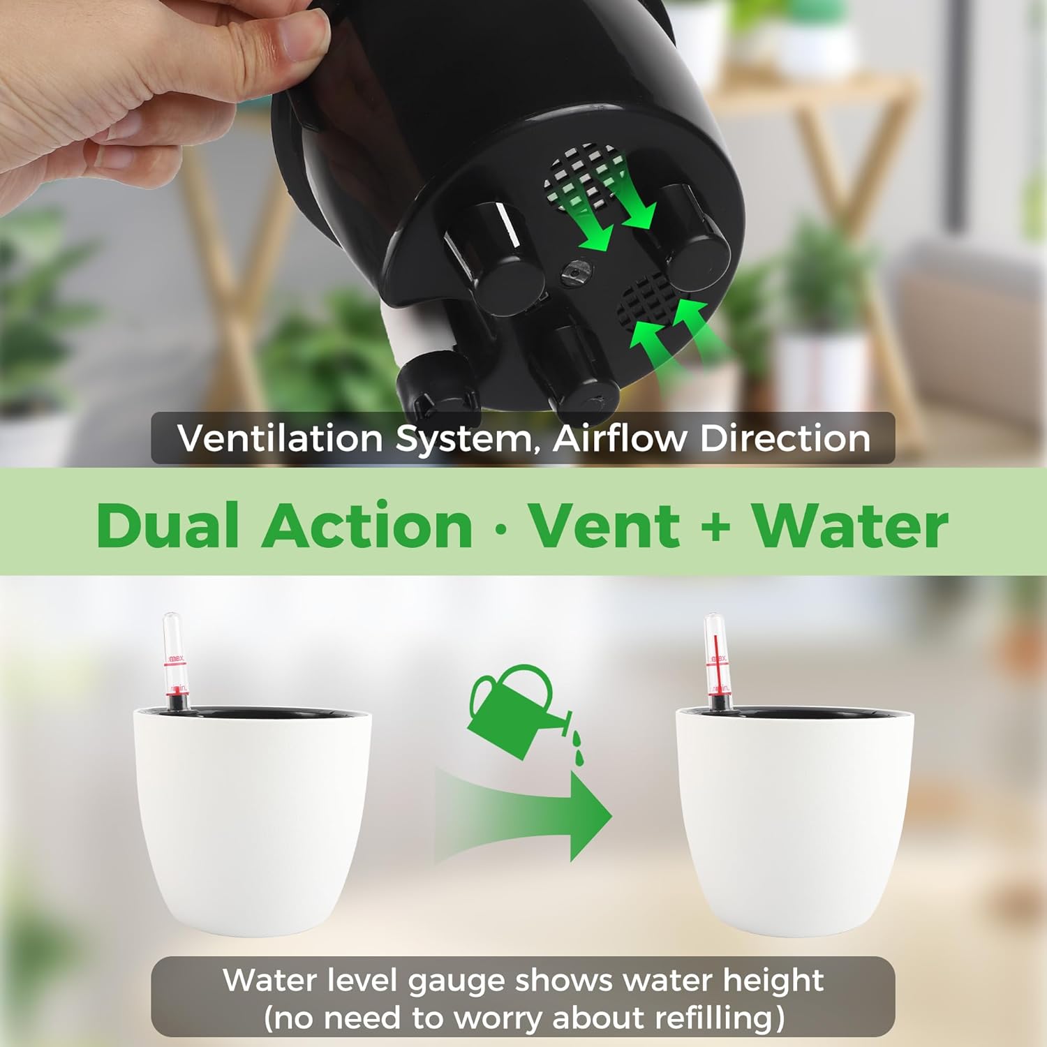 Venus Flytrap Terrarium Pot with LED Grow Light & Air Vent, Desktop Mini Ecosystem Planter Kit for Live Plants Indoor, Succulent, Moss, Butterwort Plant, Home Decor Office Desk Decor Gifts