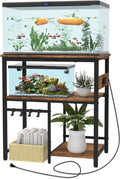 TFK 20-29-37 Gallon Fish Tank Stand, 3-Tier Aquarium Stand with Power Outlet Reptile Tank Stand Heavy Duty Terrarium Stand for Home Office, Brown