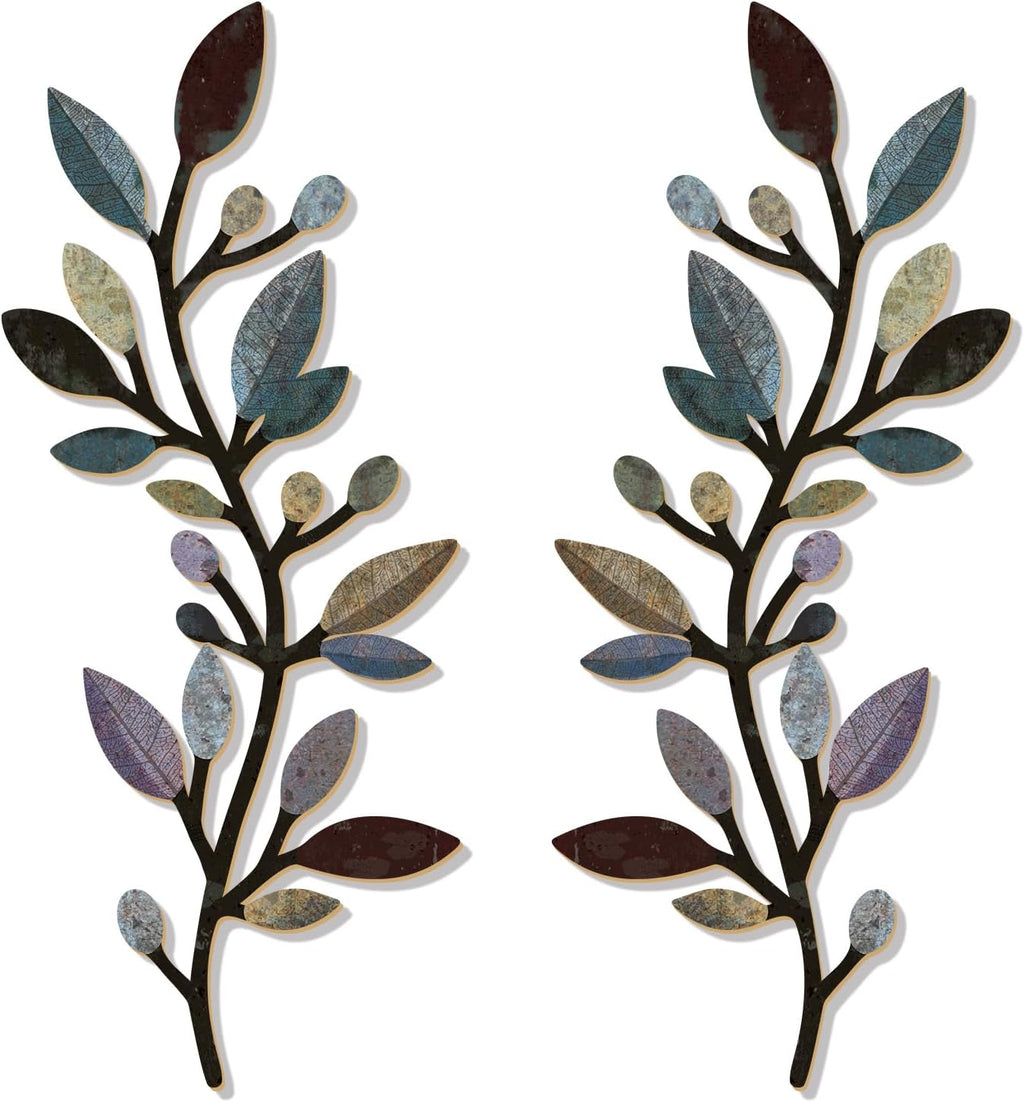 Zzbakress 2 Pcs Colorful Tree Leaf Wall Art Decor Vine Home Wall Decoration Olive Branch Leaf Wall Decor Large Wall Decor for Bedroom, Living Room, Wall Sculptures Indoor Outdoor (Classic)