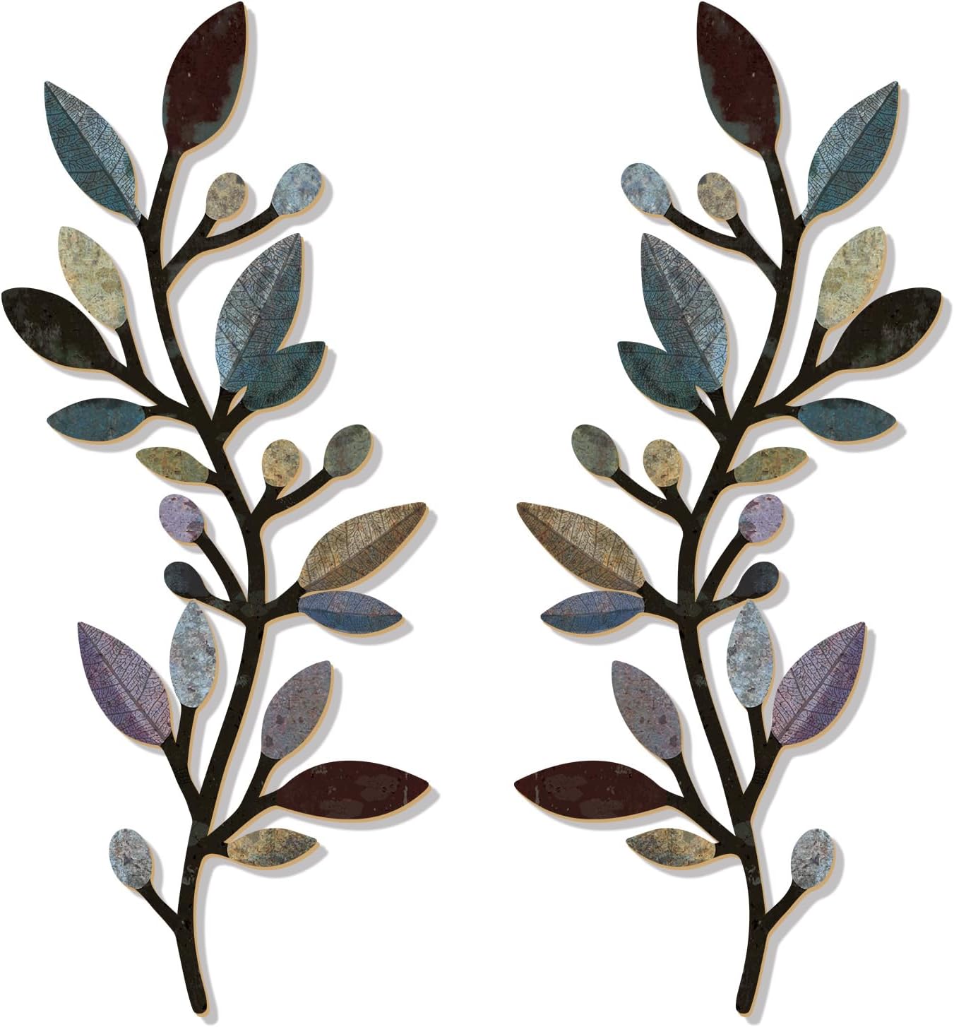 Zzbakress 2 Pcs Colorful Tree Leaf Wall Art Decor Vine Home Wall Decoration Olive Branch Leaf Wall Decor Large Wall Decor for Bedroom, Living Room, Wall Sculptures Indoor Outdoor (Classic)