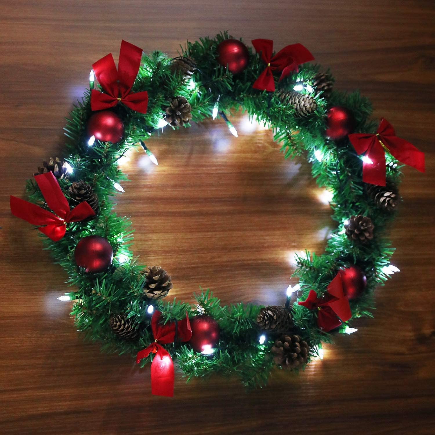 Christmas Lights - Battery Operated String Lights 50 LED String Lights Mini Lights with Auto-Timer and 8 Lighting Modes for Christmas Wreath Party Wedding Garden Home Decoration, White 2Pack