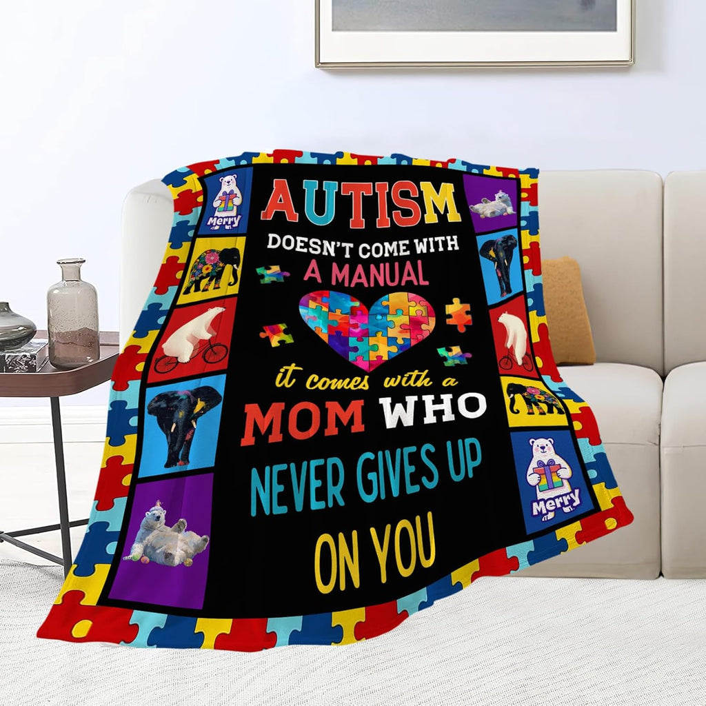 Autism Blanket Autism Awareness Throw Blankets Gifts for Girls Boys Kids Soft Cozy Fleece Plush for Couch Sofa Bed 80"x60"