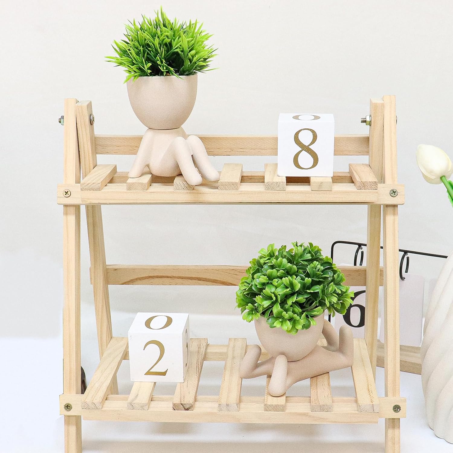 MAKHOT 4pcs Fake Succulents for Office Decorations, Artificial Succulents Plants for Work Desk, Faux Mini Plants Home Decor - Small Plant for Office Women Cubicle Decoration(Cream Color)