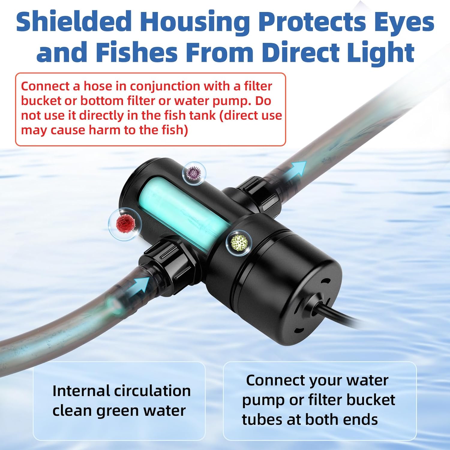 hygger Aquarium U-V Light with Timer, 360° Protective Shield Clean Light for Green Water Clean, Amphibian Aquarium Lamp Bulb for Freshwater Saltwater Fish Tank and Aquarium (5W, 10-40 Gallon)