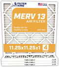 Filter King 11.25x11.25x1 Air Filter | 4-PACK | MERV 13 HVAC Pleated A/C Furnace Filters | MADE IN USA | Actual Size: 11.25 x 11.25 x .75"