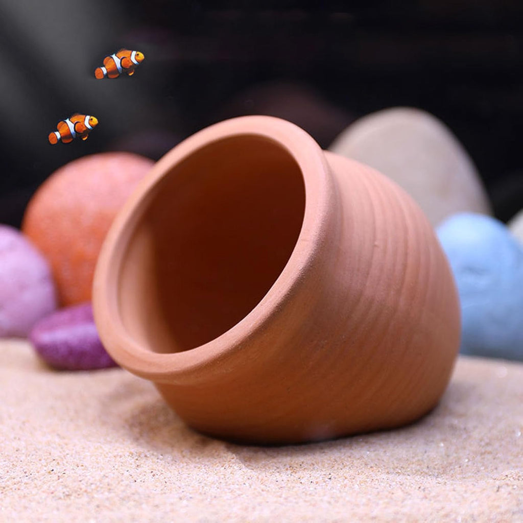 PENCK Betta Hide Ceramic Jar Ornament Aquarium Decorations Fish Tank Accessories Decor Hideaway Cave Hideout for Amano Shrimp Cichlid Bonsai to Play Spawn and Rest (Large)