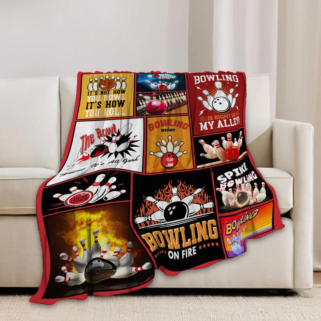 Bowling Blanket Bowling Sport Lover Throw Blankets Gifts for Girls Boys Kids Soft Cozy Fleece Plush for Couch Sofa Bed 60"x50"