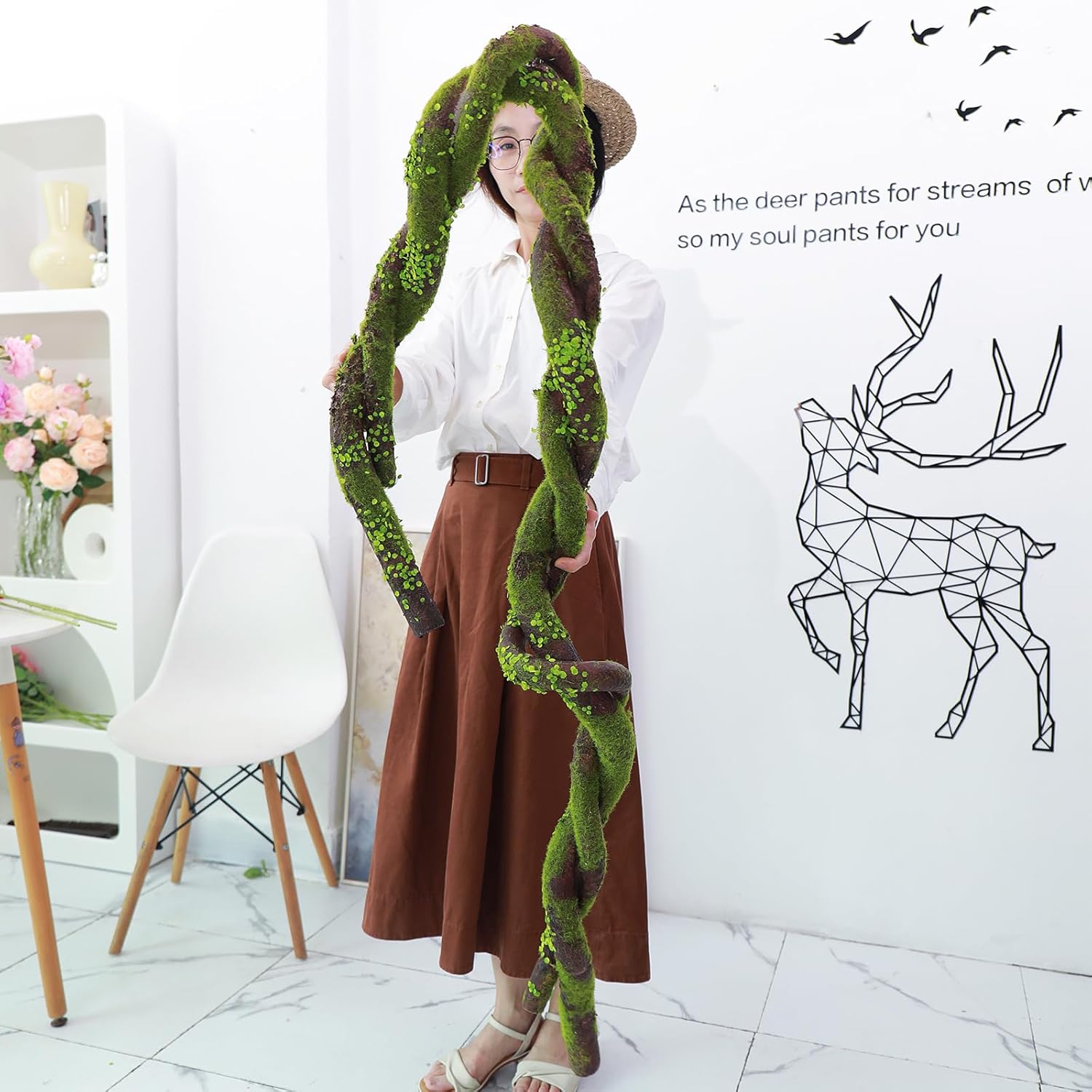 74.8" Big EVA Foam Soft Artificial Tree Branches Thick Trunk Twig Fake Vines Liana Rattan Garland For Wall Hanging Backdrop Wedding Home Hotel Garden X'mas Christmas Thanksgiving Decoration